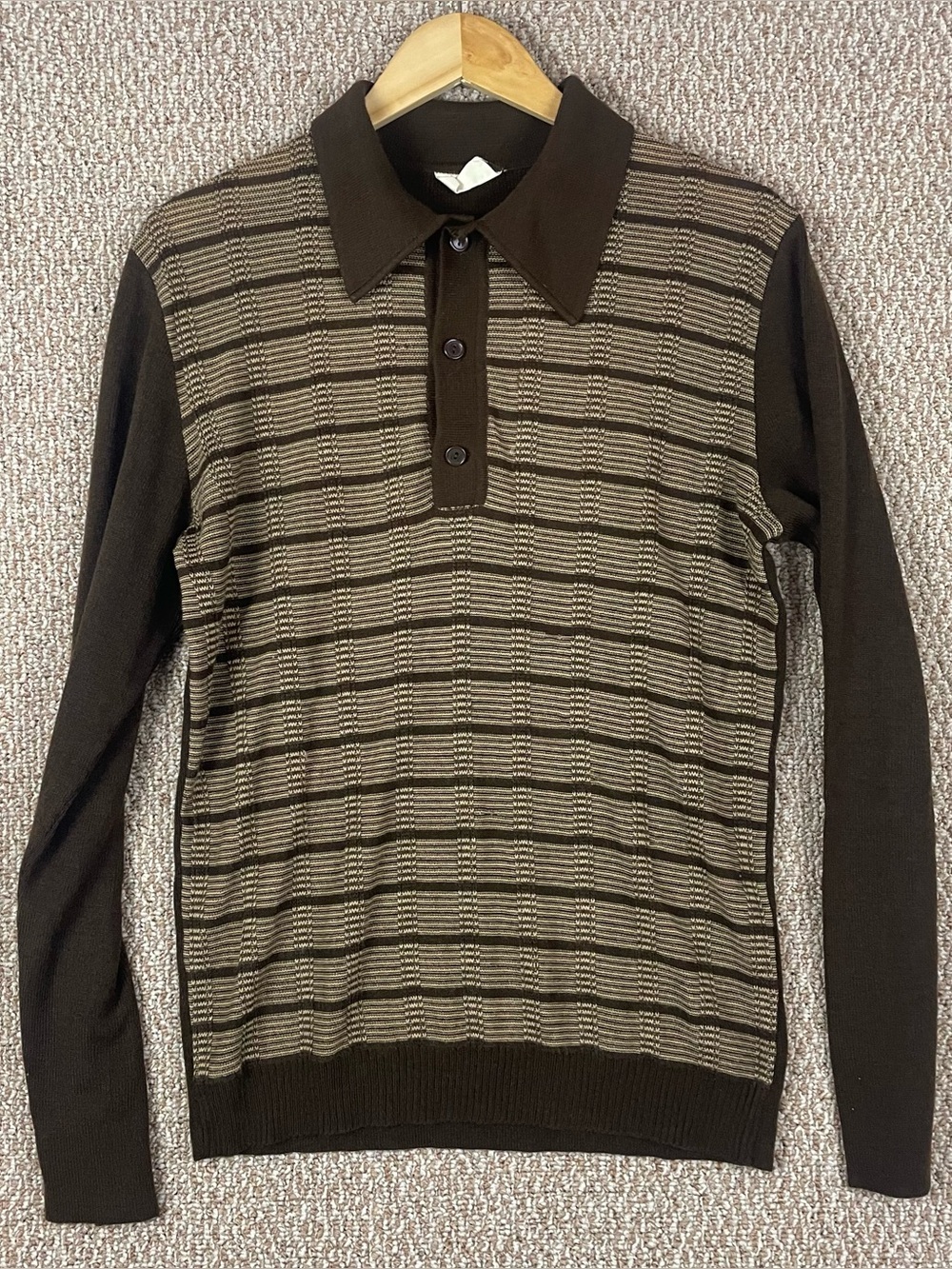 Vintage Kmart Shirt Mens XL Hipster Knit Rockabilly Loop Collar Grunge 70s F242